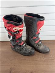 ALPINESTARS TECH 5 MOTOCROSS MX OFFROAD BOOTS, SIZE 11, RED/BLACK